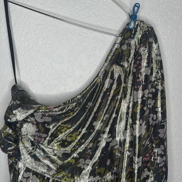 New GANNI One Shoulder Metallic Silk Top US 4/ Small - Picture 4 of 14
